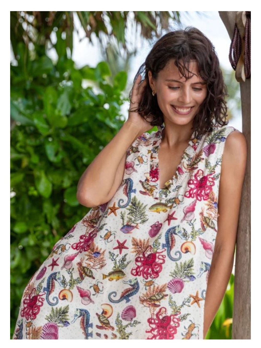 Yiume Women Marine Life Sleeveless Dress By Amy Size Small